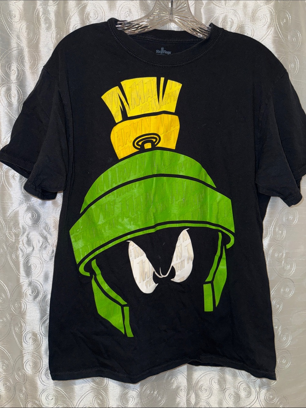 Marvin the Martian Looney Tunes Six Flags Textured Graphic Tee Adult Size M 🔥 G5
